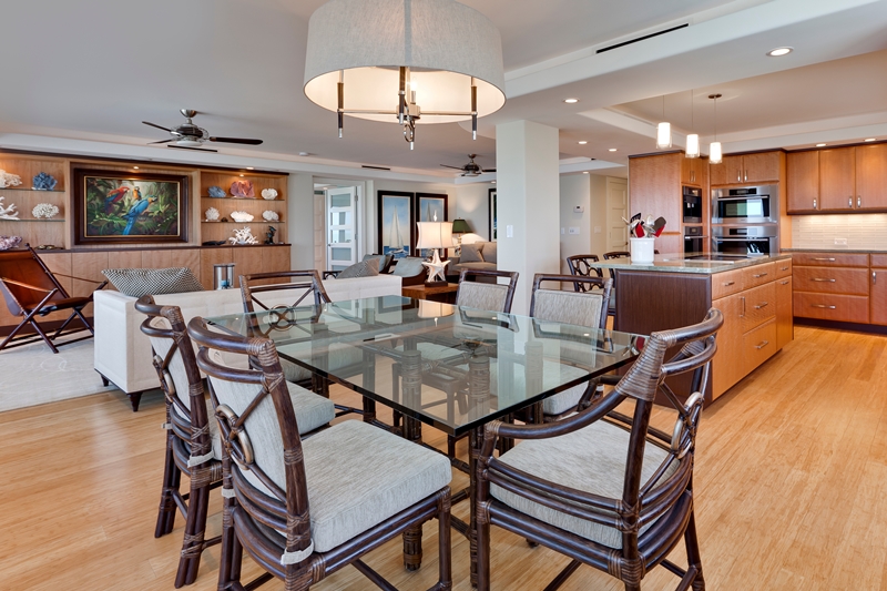 Dining Room with Glass Table & Light 